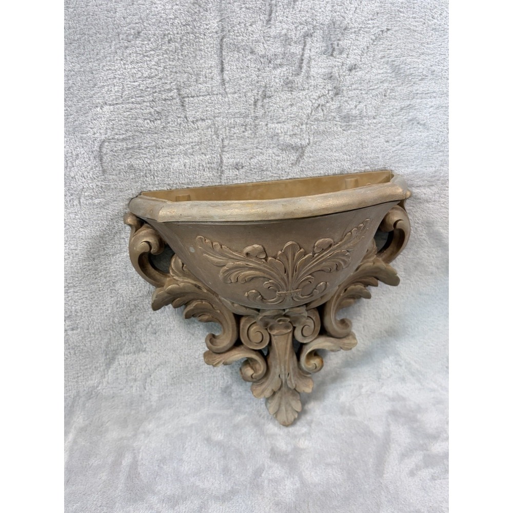 Vintage Homco Wall Pocket Planter Gold Ornate‎ Hollywood Regency USA